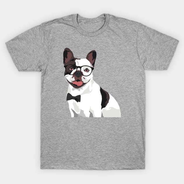 Hipster White and Brown French Bulldog T-Shirt for Dog Lovers T-Shirt by riin92